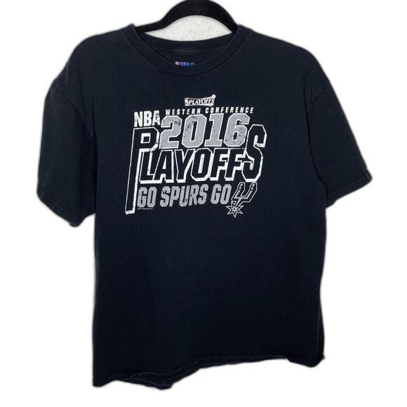 2016 NBA Playoffs San Antonio Spurs T-Shirt Size Large Black - Picture 1 of 8
